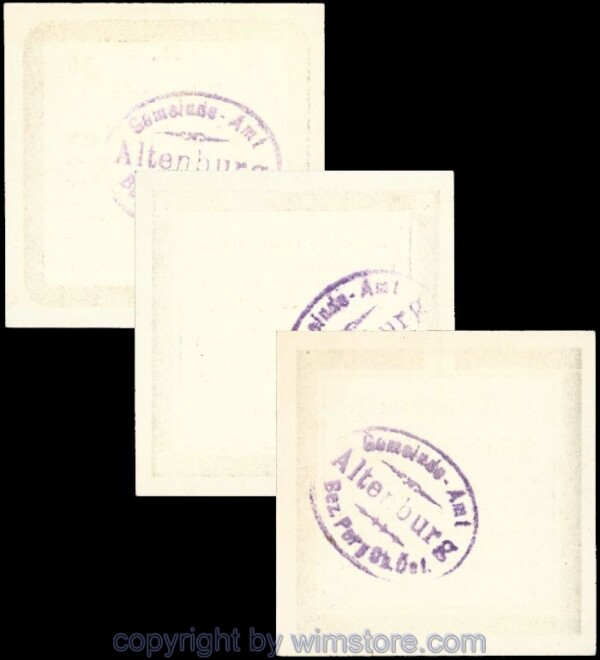 Altenburg, G0026IIIa, Serie 10, 20, 50 Heller, Totenschein Serie B (Auflage 500 Stück); 1