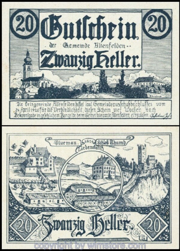 Altenfelden, G0027b, 20 Heller, Druckfehler 4; 1