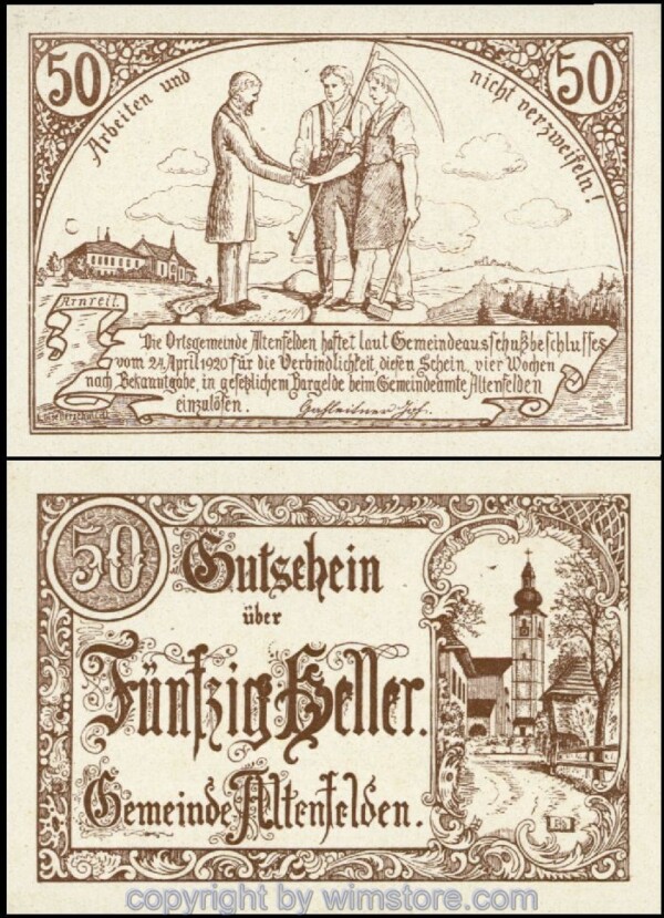 Altenfelden, G0027b, 50 Heller, Druckfehler; 1