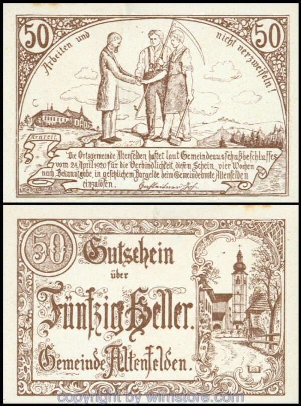 Altenfelden, G0027b, 50 Heller, Druckfehler; 1-