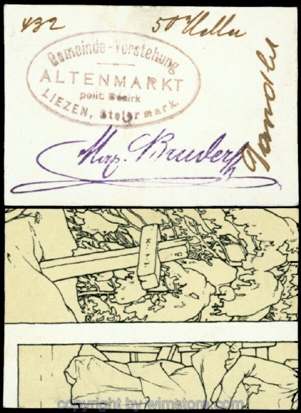 Altenmarkt, G0028Ia33, 50 Heller, auf Postkarte; Erhaltung siehe Bild