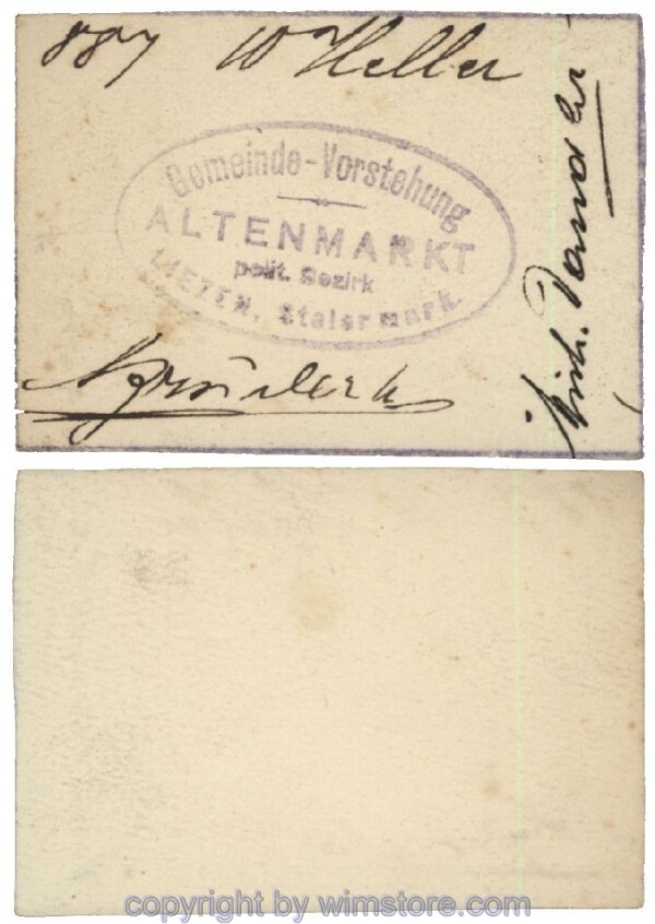 Altenmarkt, G0028Ic01, 10 Heller, auf Zeichenkarton; Erhaltung siehe Bild