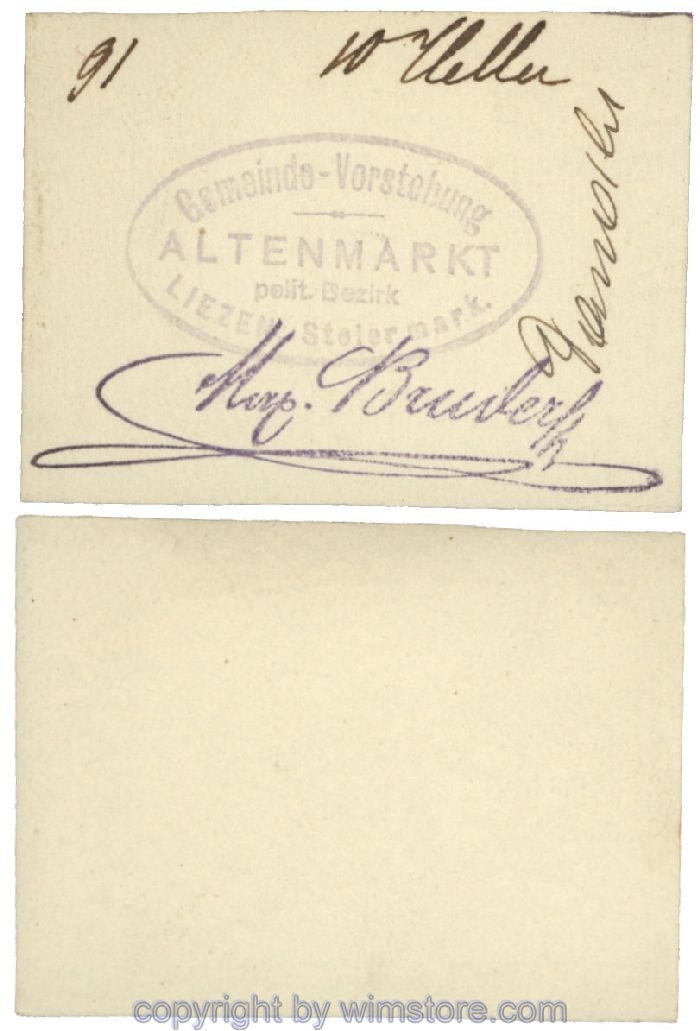 Altenmarkt, G0028Ic31, 10 Heller, auf Zeichenkarton; Erhaltung siehe Bild