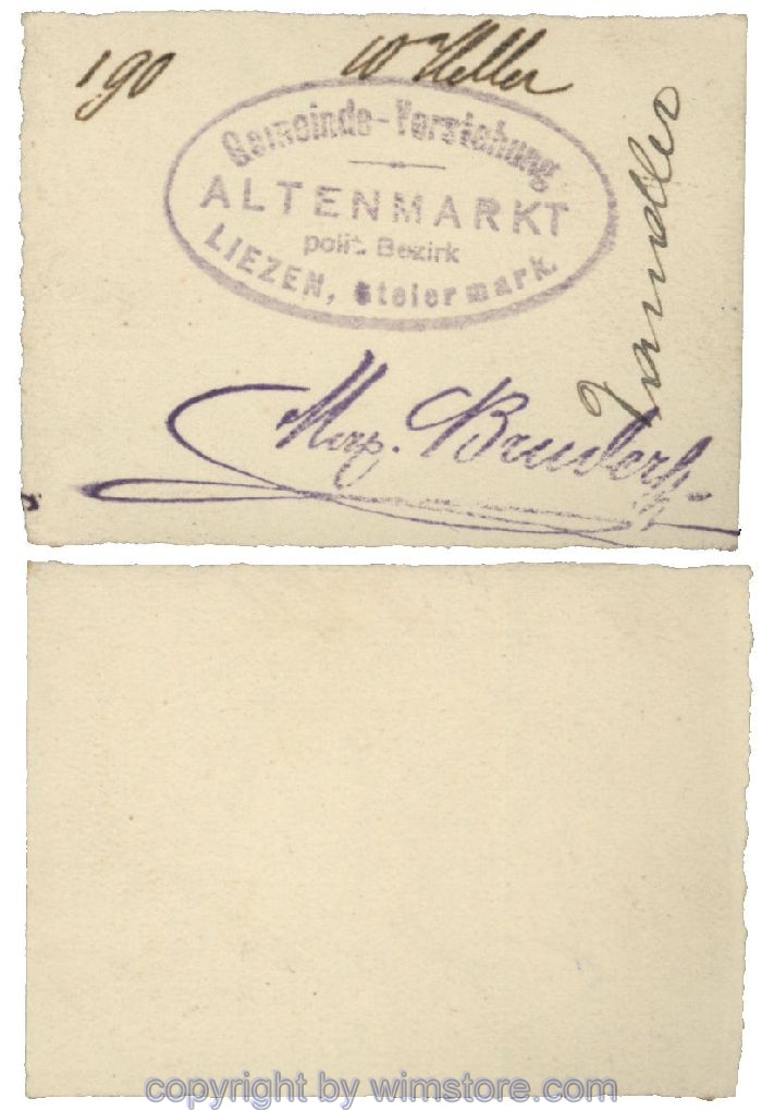 sn100433 Altenmarkt, G0028Ic31, 10 Heller, auf Zeichenkarton; Erhaltung siehe Bild
