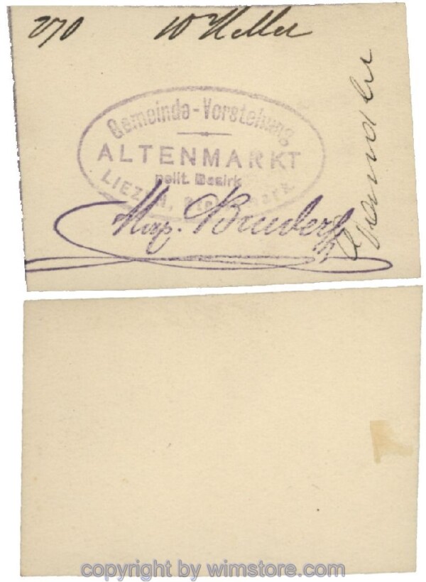 Altenmarkt, G0028Ic31, 10 Heller, auf Zeichenkarton; Erhaltung siehe Bild