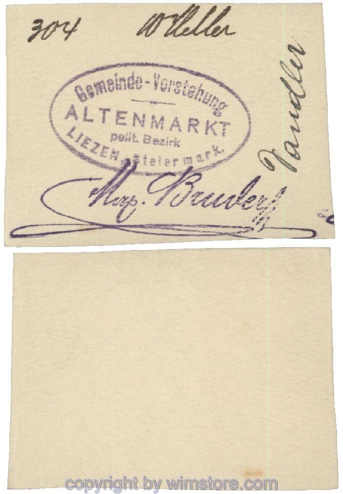 sn100438 Altenmarkt, G0028Ic31, 10 Heller, auf Zeichenkarton; Erhaltung siehe Bild