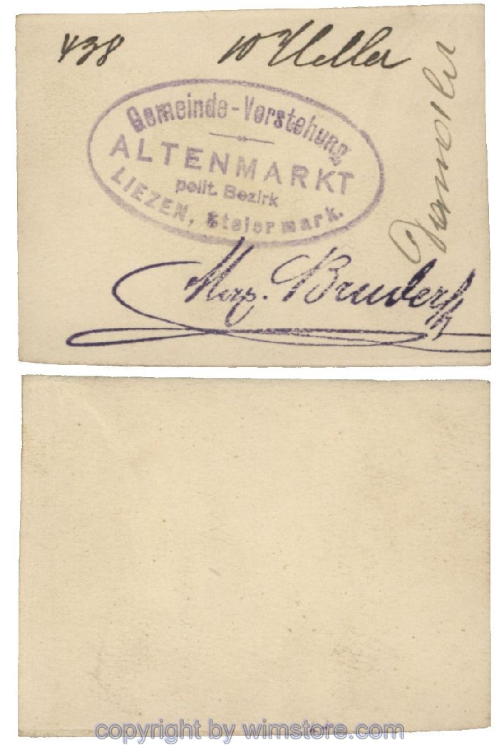 sn100440 Altenmarkt, G0028Ic31, 10 Heller, auf Zeichenkarton; Erhaltung siehe Bild