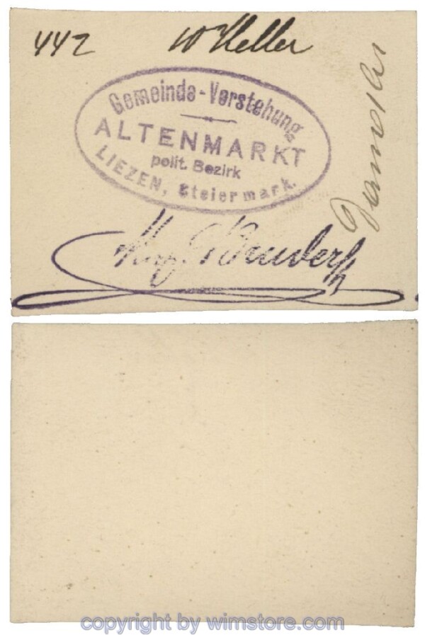Altenmarkt, G0028Ic31, 10 Heller, auf Zeichenkarton; Erhaltung siehe Bild