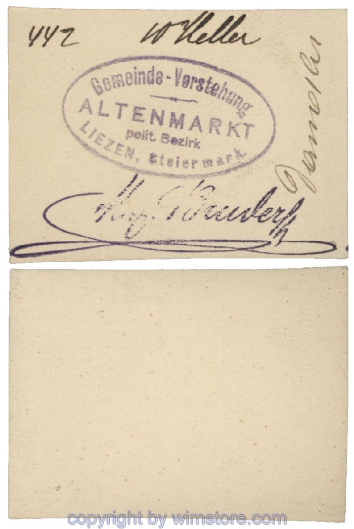 sn100441 Altenmarkt, G0028Ic31, 10 Heller, auf Zeichenkarton; Erhaltung siehe Bild