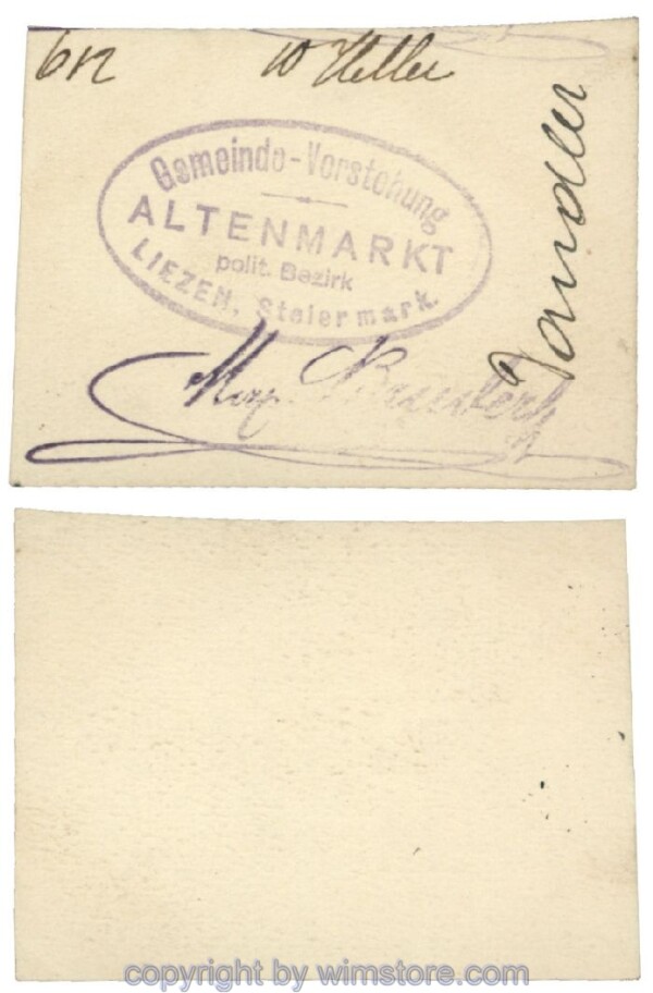 Altenmarkt, G0028Ic31, 10 Heller, auf Zeichenkarton; Erhaltung siehe Bild