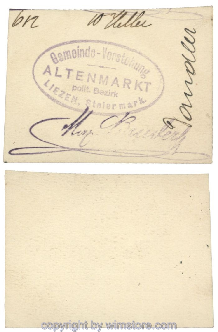 sn100444 Altenmarkt, G0028Ic31, 10 Heller, auf Zeichenkarton; Erhaltung siehe Bild