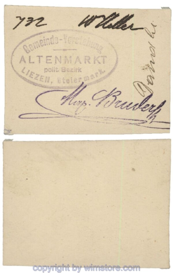 Altenmarkt, G0028Ic31, 10 Heller, auf Zeichenkarton; Erhaltung siehe Bild