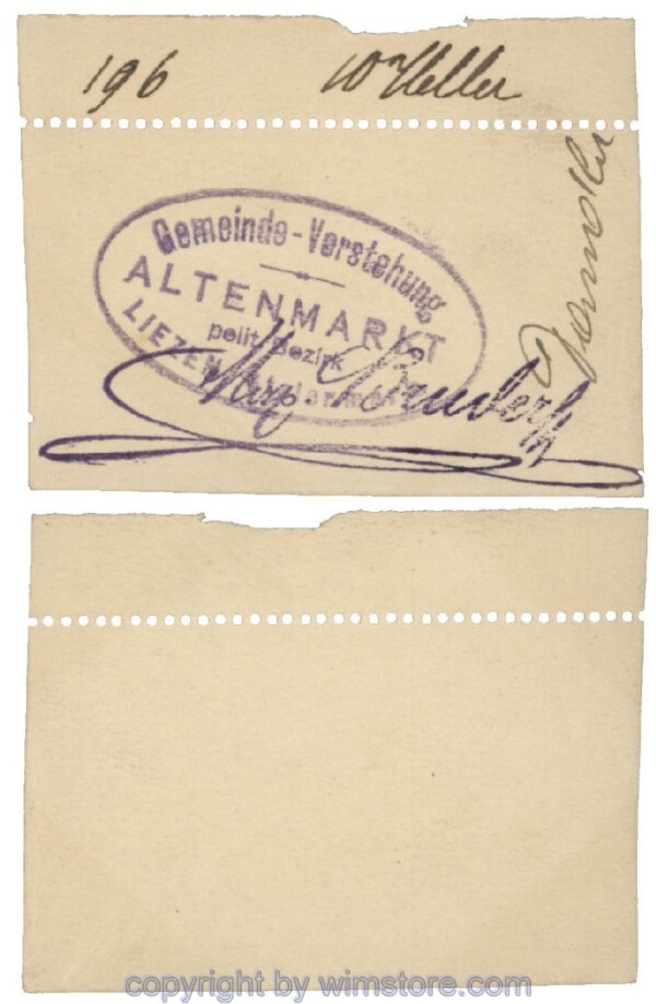 Altenmarkt, G0028Icx1, 10 Heller, auf Zeichenkarton; Erhaltung siehe Bild