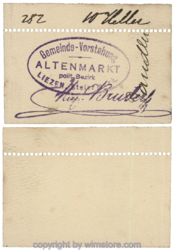 Altenmarkt, G0028Icx1, 10 Heller, auf Zeichenkarton; Erhaltung siehe Bild