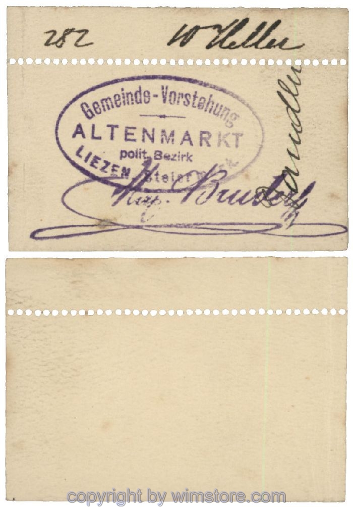 sn100450 Altenmarkt, G0028Icx1, 10 Heller, auf Zeichenkarton; Erhaltung siehe Bild