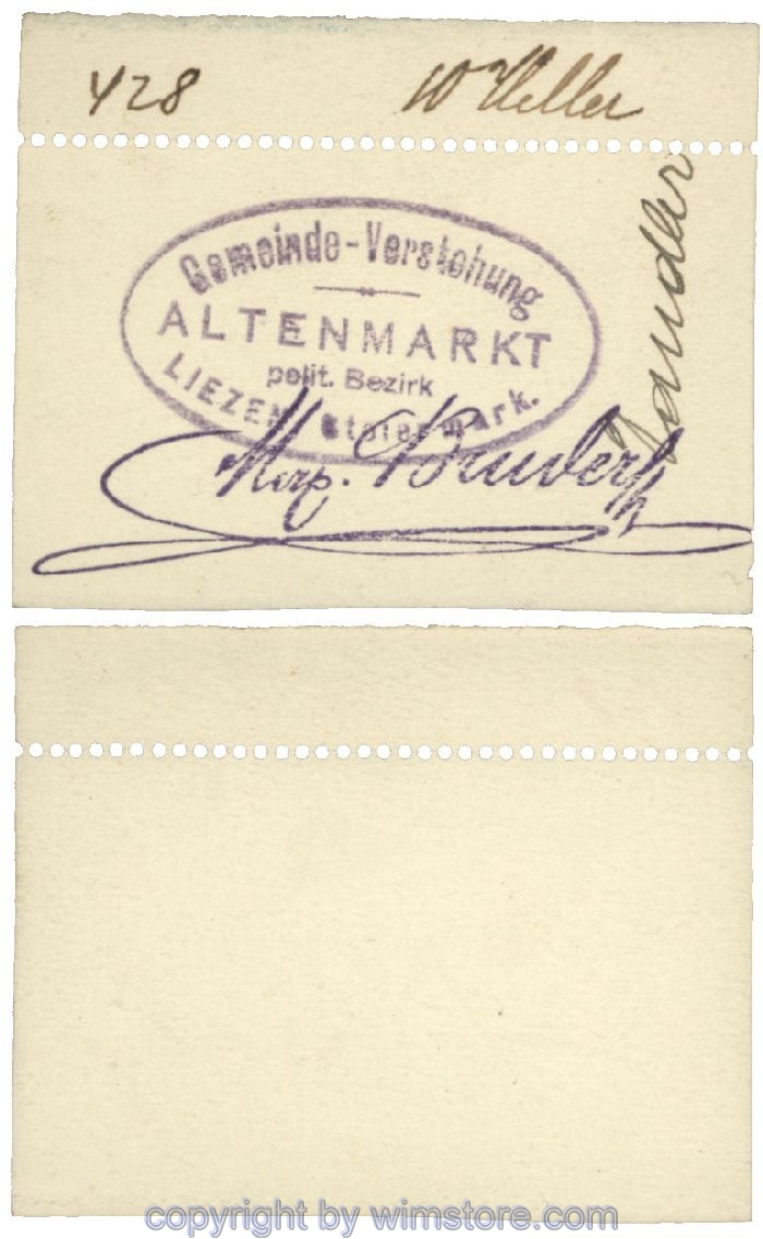 sn100451 Altenmarkt, G0028Icx1, 10 Heller, auf Zeichenkarton; Erhaltung siehe Bild