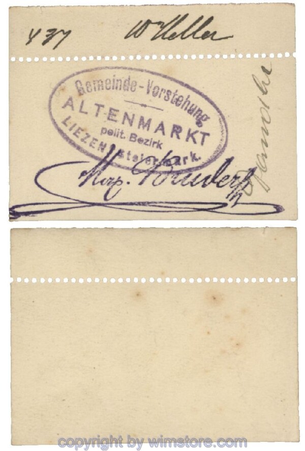 Altenmarkt, G0028Icx1, 10 Heller, auf Zeichenkarton; Erhaltung siehe Bild