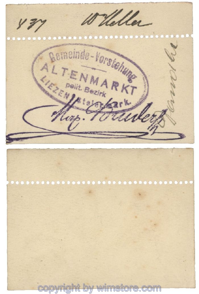 sn100452 Altenmarkt, G0028Icx1, 10 Heller, auf Zeichenkarton; Erhaltung siehe Bild