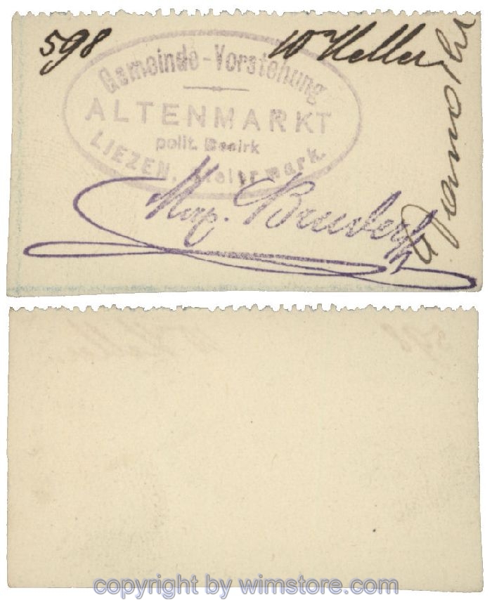 sn100453 Altenmarkt, G0028Icx2, 10 Heller, auf Zeichenkarton; Erhaltung siehe Bild