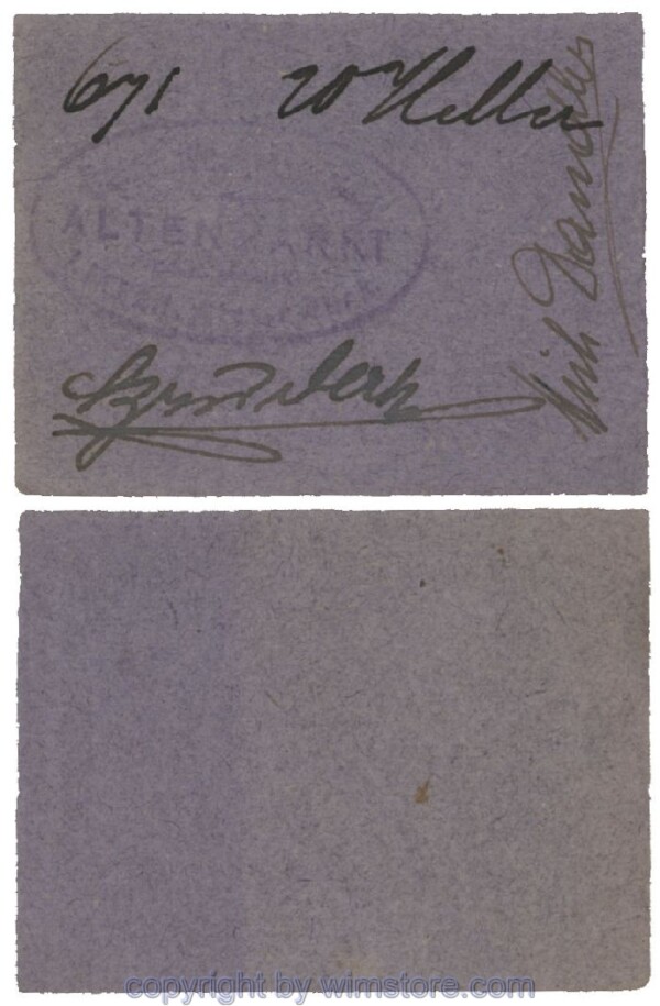 Altenmarkt, G0028Id02, 20 Heller, auf Packpapier; Erhaltung siehe Bild