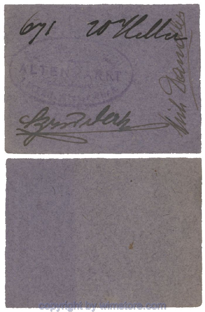 sn100464 Altenmarkt, G0028Id02, 20 Heller, auf Packpapier; Erhaltung siehe Bild