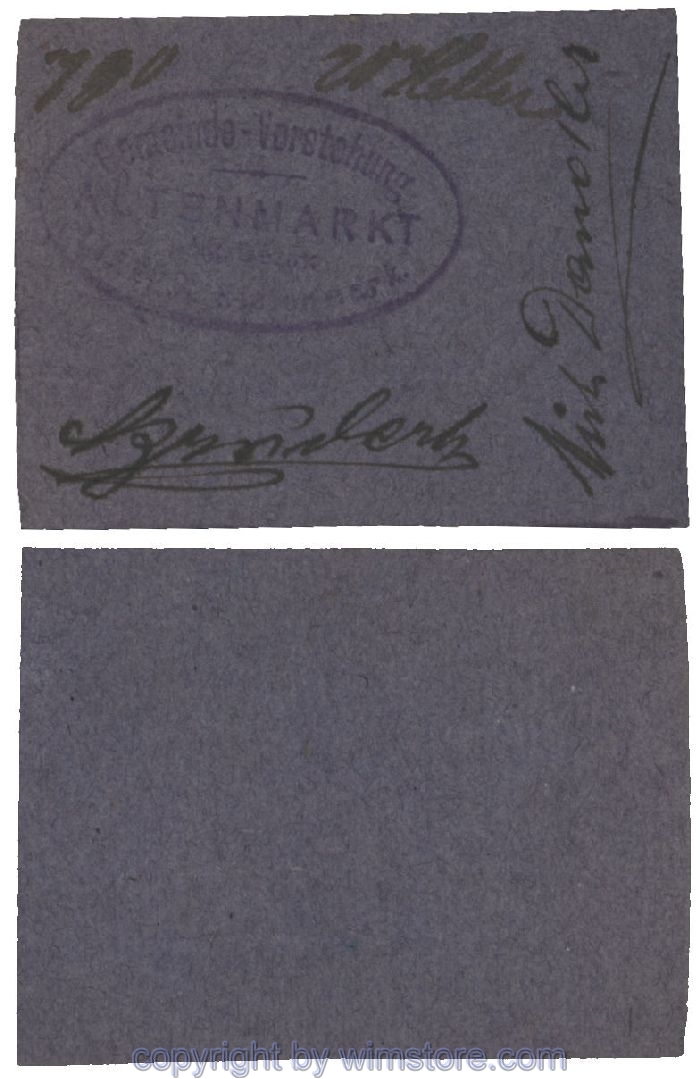 sn100465 Altenmarkt, G0028Id02, 20 Heller, auf Packpapier; Erhaltung siehe Bild
