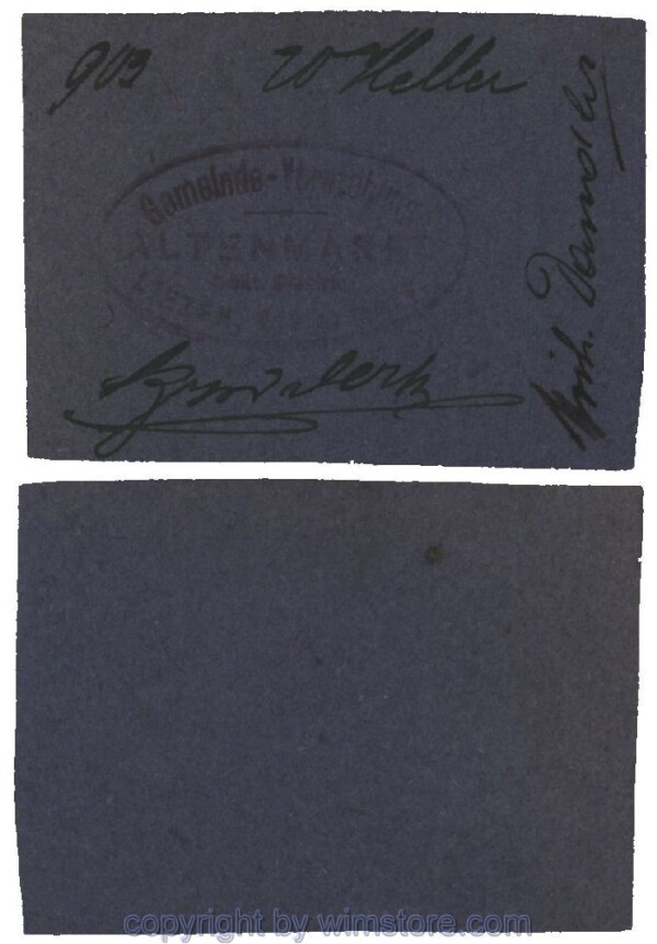 Altenmarkt, G0028Id02, 20 Heller, auf Packpapier; Erhaltung siehe Bild
