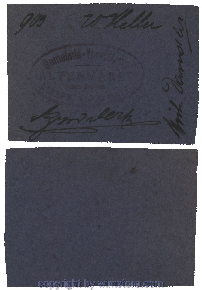 sn100466 Altenmarkt, G0028Id02, 20 Heller, auf Packpapier; Erhaltung siehe Bild