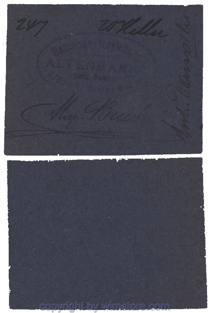 sn100468 Altenmarkt, G0028Id26, 20 Heller, auf Packpapier; Erhaltung siehe Bild