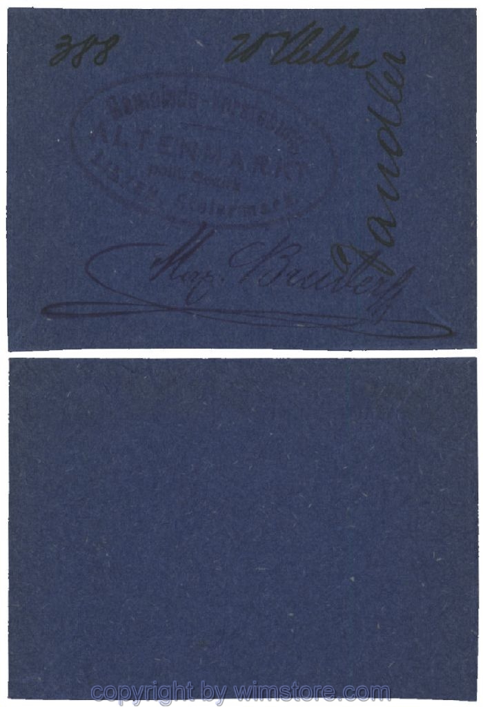 sn100478 Altenmarkt, G0028Id32, 20 Heller, auf Packpapier 2; Erhaltung siehe Bild