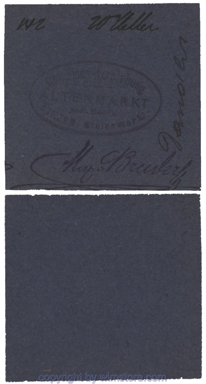 sn100489 Altenmarkt, G0028Id32, 20 Heller, auf Packpapier 3; Erhaltung siehe Bild