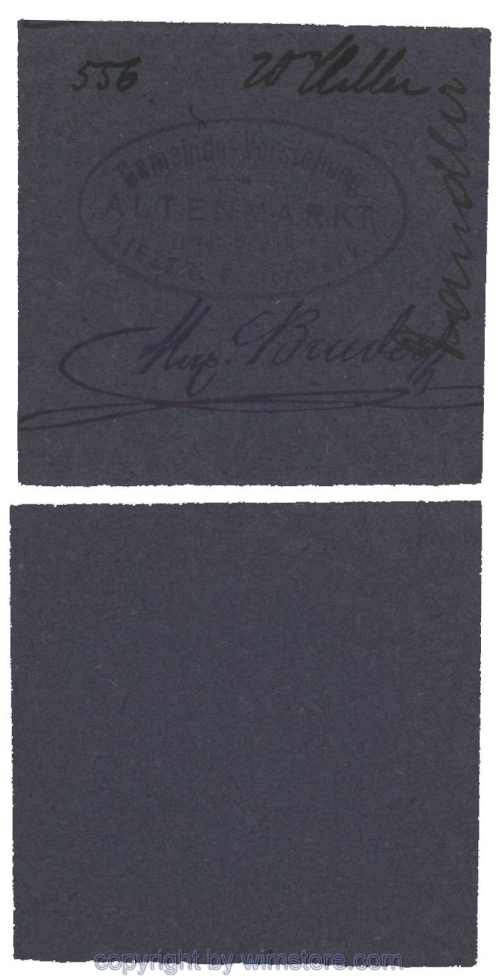 sn100498 Altenmarkt, G0028Id32, 20 Heller, auf Packpapier 3; Erhaltung siehe Bild