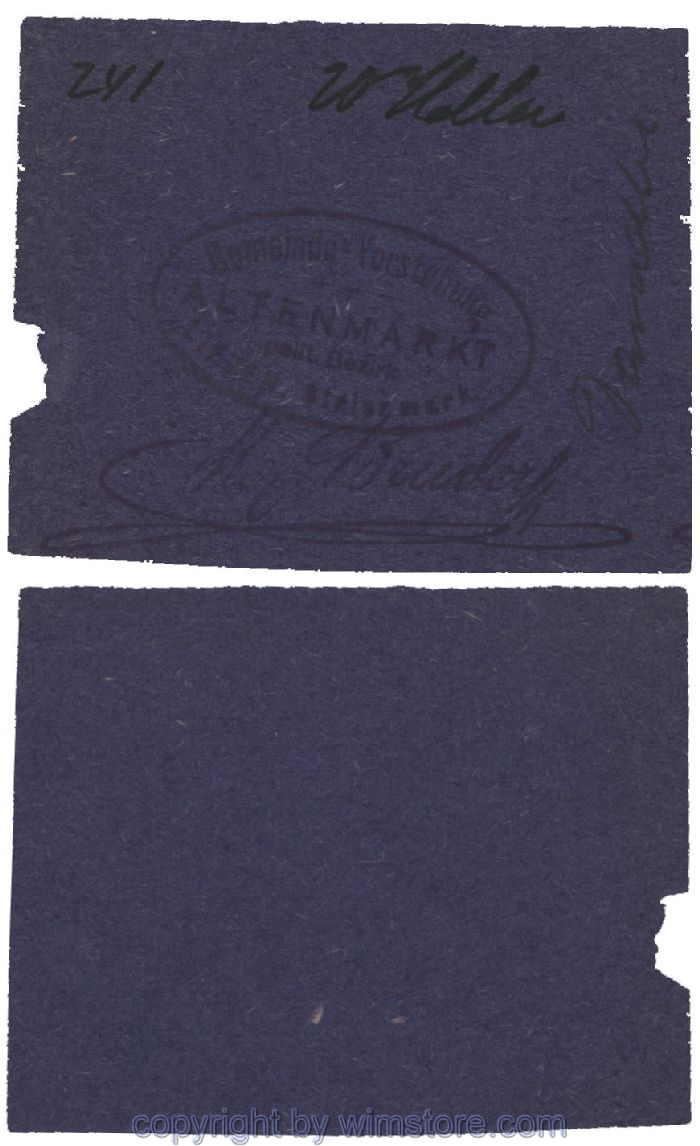 sn100499 Altenmarkt, G0028Id32, 20 Heller, auf Packpapier 4; Erhaltung siehe Bild