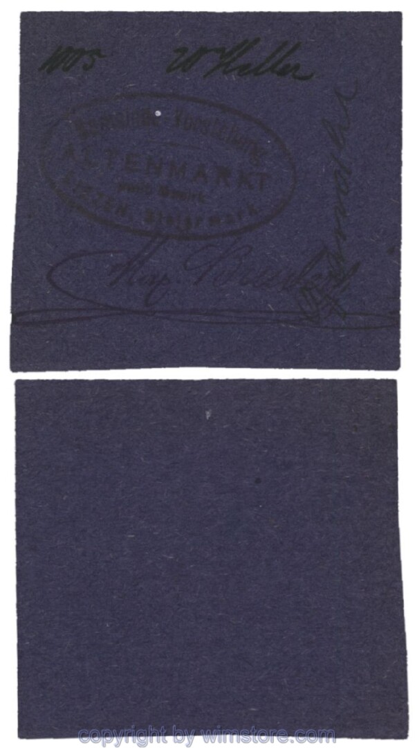 sn100501 Altenmarkt, G0028Id32, 20 Heller, auf Packpapier 4; Erhaltung siehe Bild