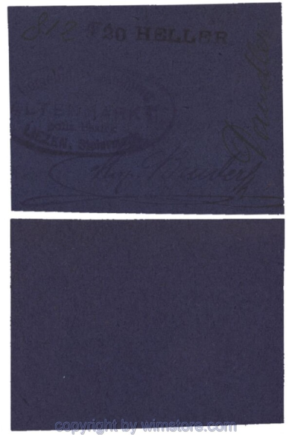 sn100503 Altenmarkt, G0028Id47, 20 Heller, auf Packpapier 4; Erhaltung siehe Bild