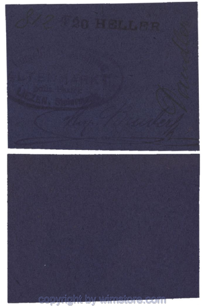 sn100503 Altenmarkt, G0028Id47, 20 Heller, auf Packpapier 4; Erhaltung siehe Bild