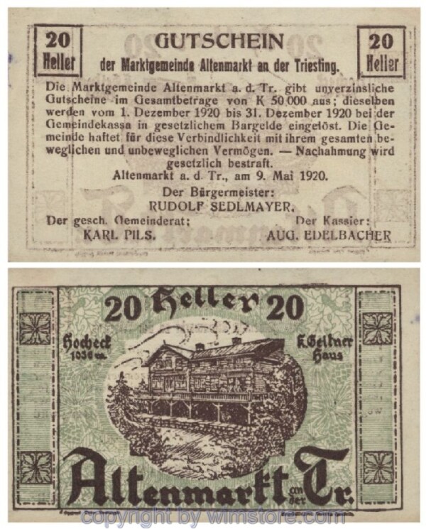 Altenmarkt a.d. Triesting, G0029a, 20 Heller; 1-