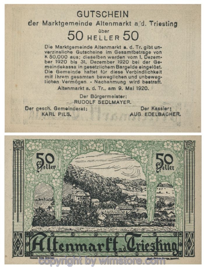 Altenmarkt a.d. Triesting, G0029a, 50 Heller, grün; 1-