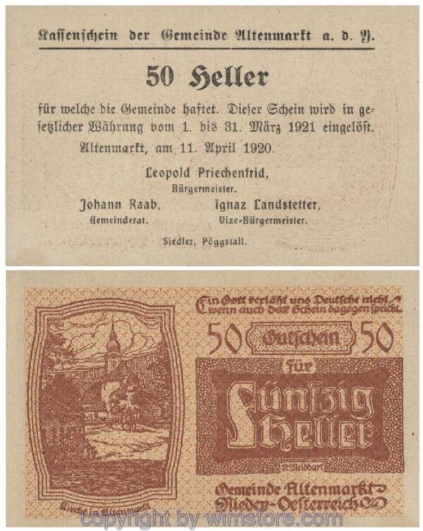 Altenmarkt a.d. Ysper, G0030, 50 Heller, Papier dicht; 1