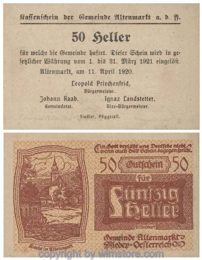 Altenmarkt a.d. Ysper, G0030, 50 Heller, Papier dicht; 1-