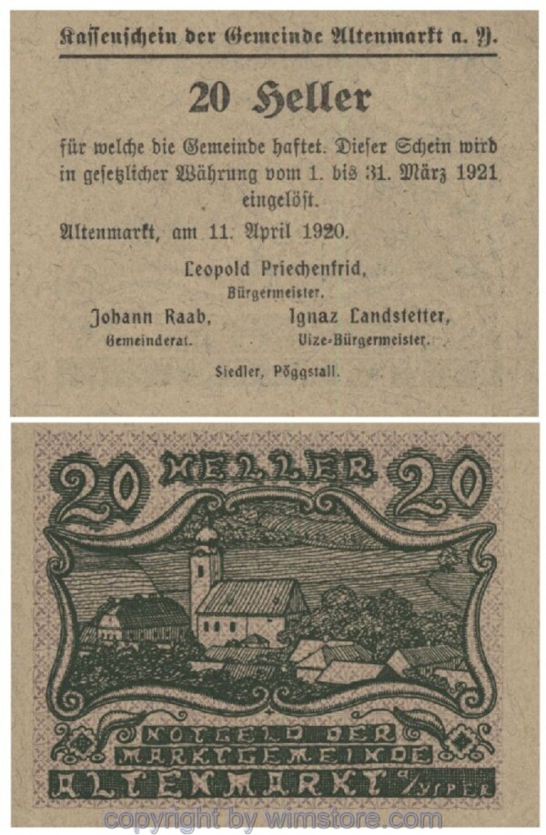 sn100551 Altenmarkt a.d. Ysper, G0030, 20 Heller; 1-