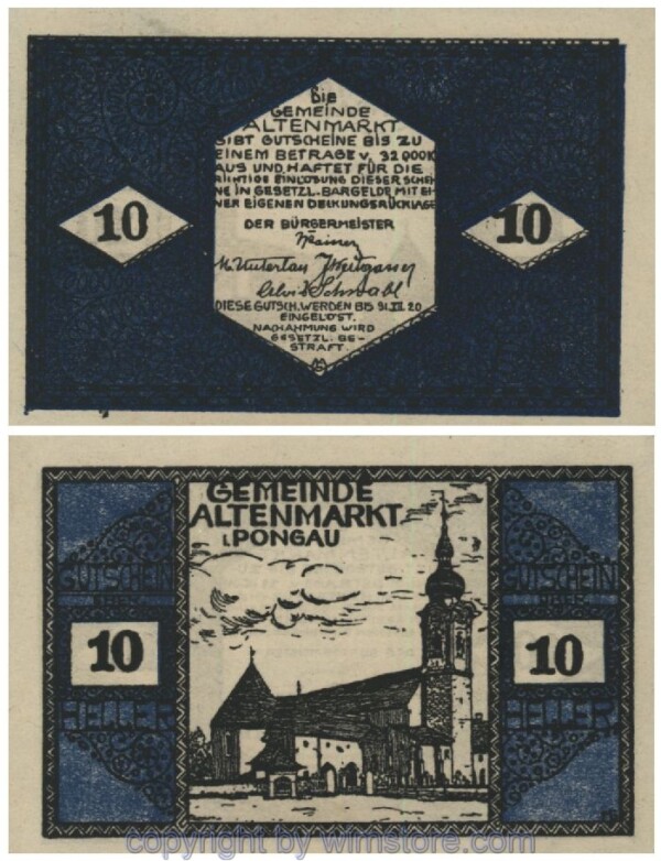 Altenmarkt im Pongau, G0031a, 10 Heller, Fehldruck; 1