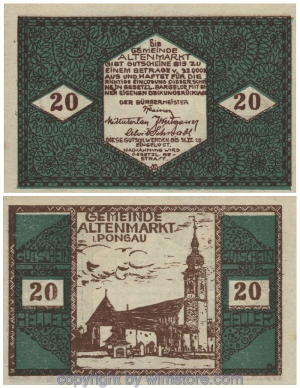 Altenmarkt im Pongau, G0031a, 20 Heller, 1