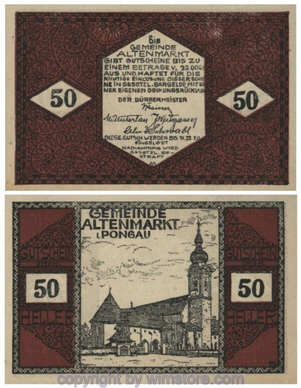 sn100562 Altenmarkt im Pongau, G0031a, 50 Heller; 1-