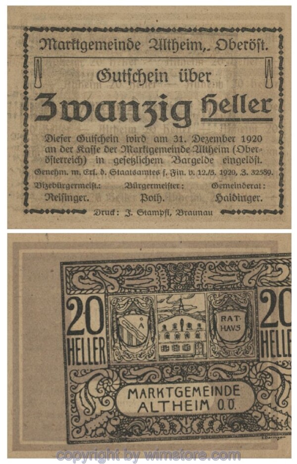 Altheim, G0032aC, 20 Heller, 13, Fehldruck; 1