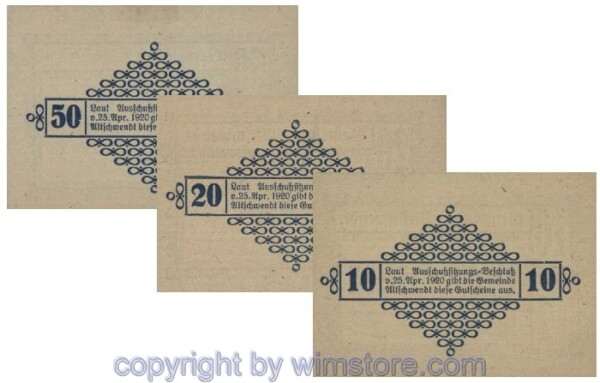 Altschwendt, G0035Ia, Serie 10, 20, 50 Heller; 1