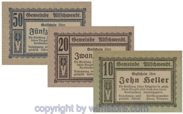 Altschwendt, G0035Ia, Serie 10, 20, 50 Heller; 1-