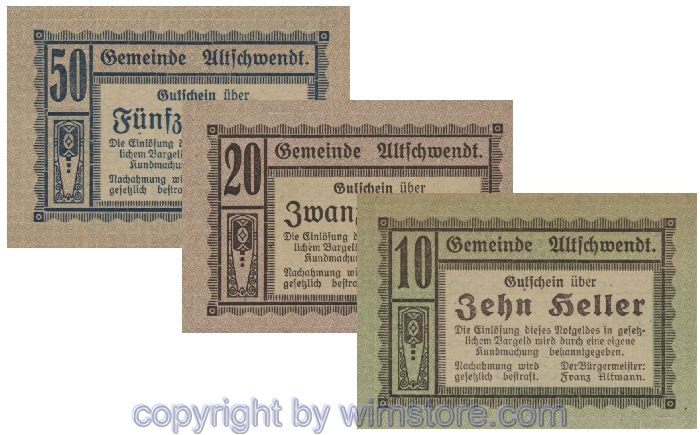 Altschwendt, G0035Ia, Serie 10, 20, 50 Heller; 1-