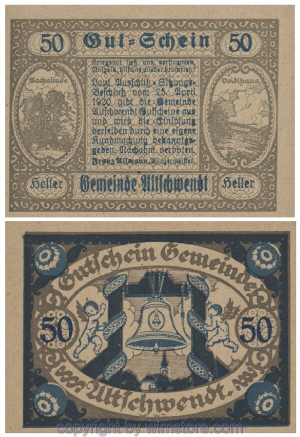 Altschwendt, G0035IIa, 50 Heller, Papier grau; 1