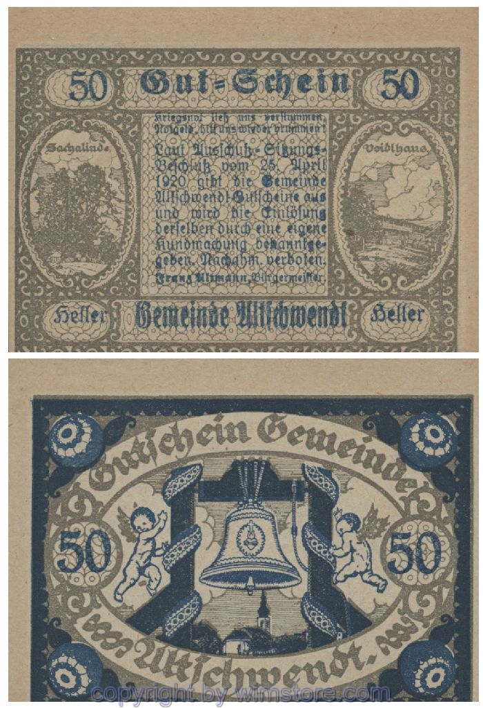 Altschwendt, G0035IIa, 50 Heller, Papier grau, Abart; 1
